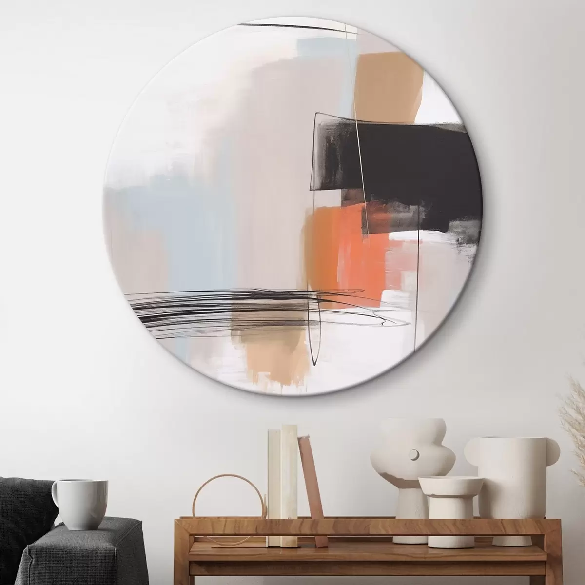 Tableaux rondes Abstraction imitation de coups de pinceau r45919