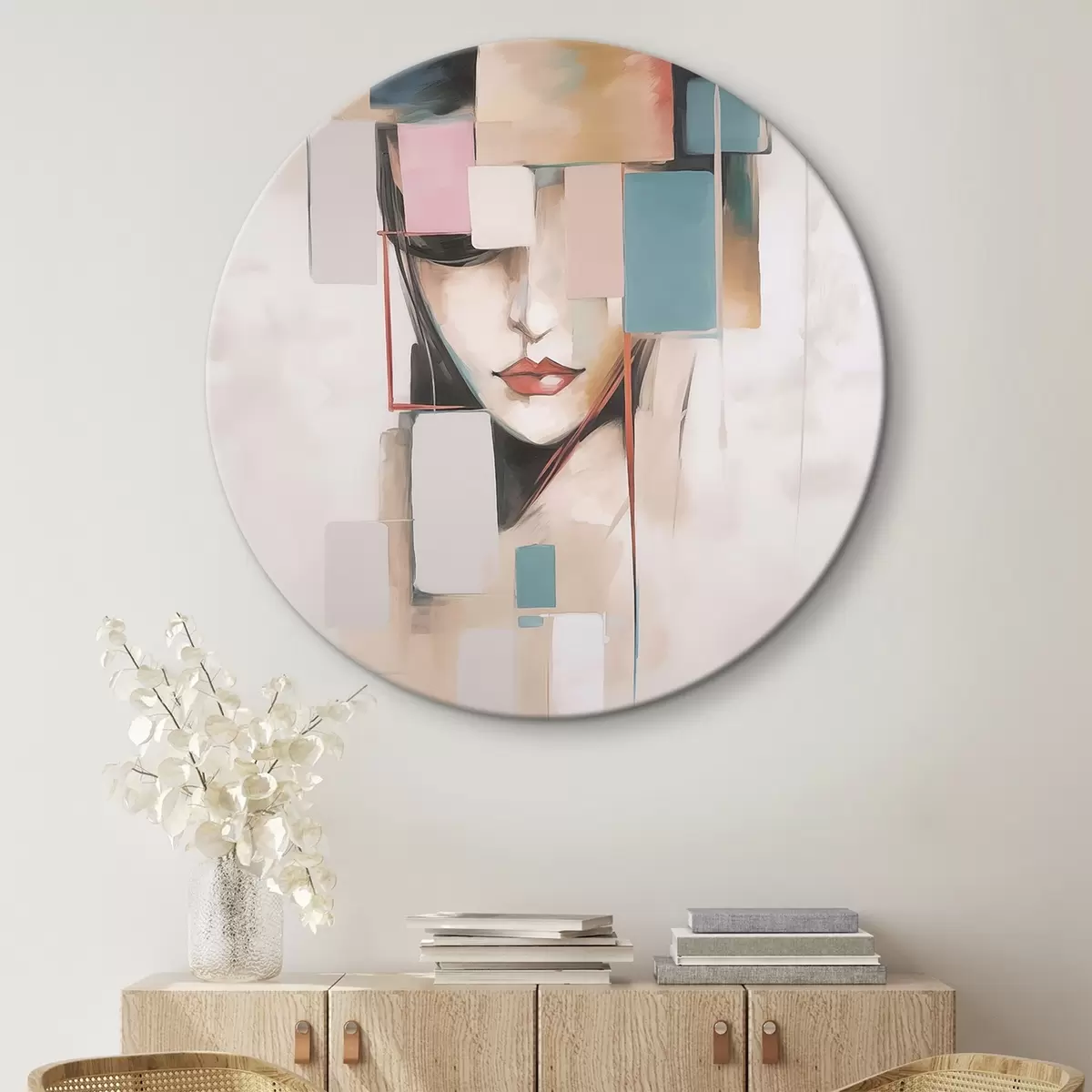 Tableaux rondes Portrait abstrait imitation peinture r45920