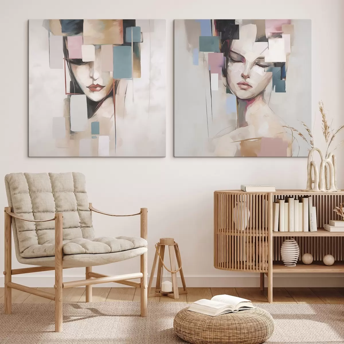 Tableau Portrait abstrait imitation peinture m00755
