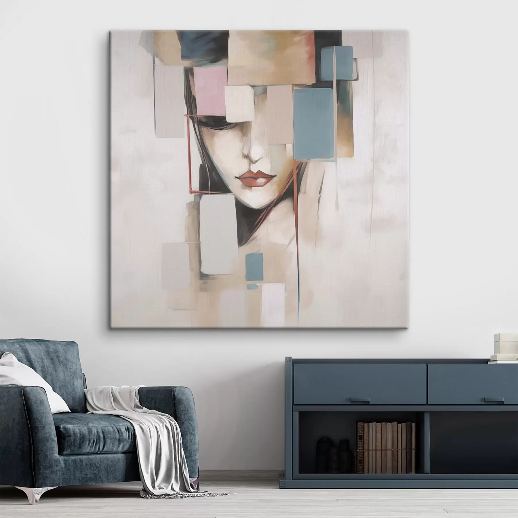 Tableau Portrait abstrait imitation peinture s45920