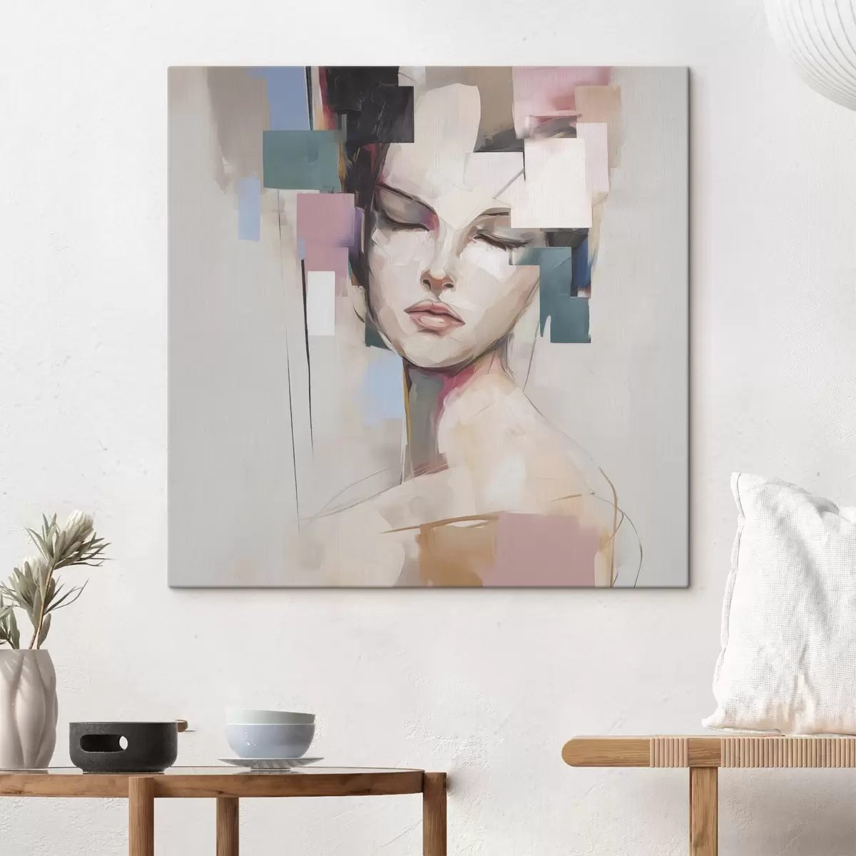 Tableau Portrait abstrait imitation peinture s45921