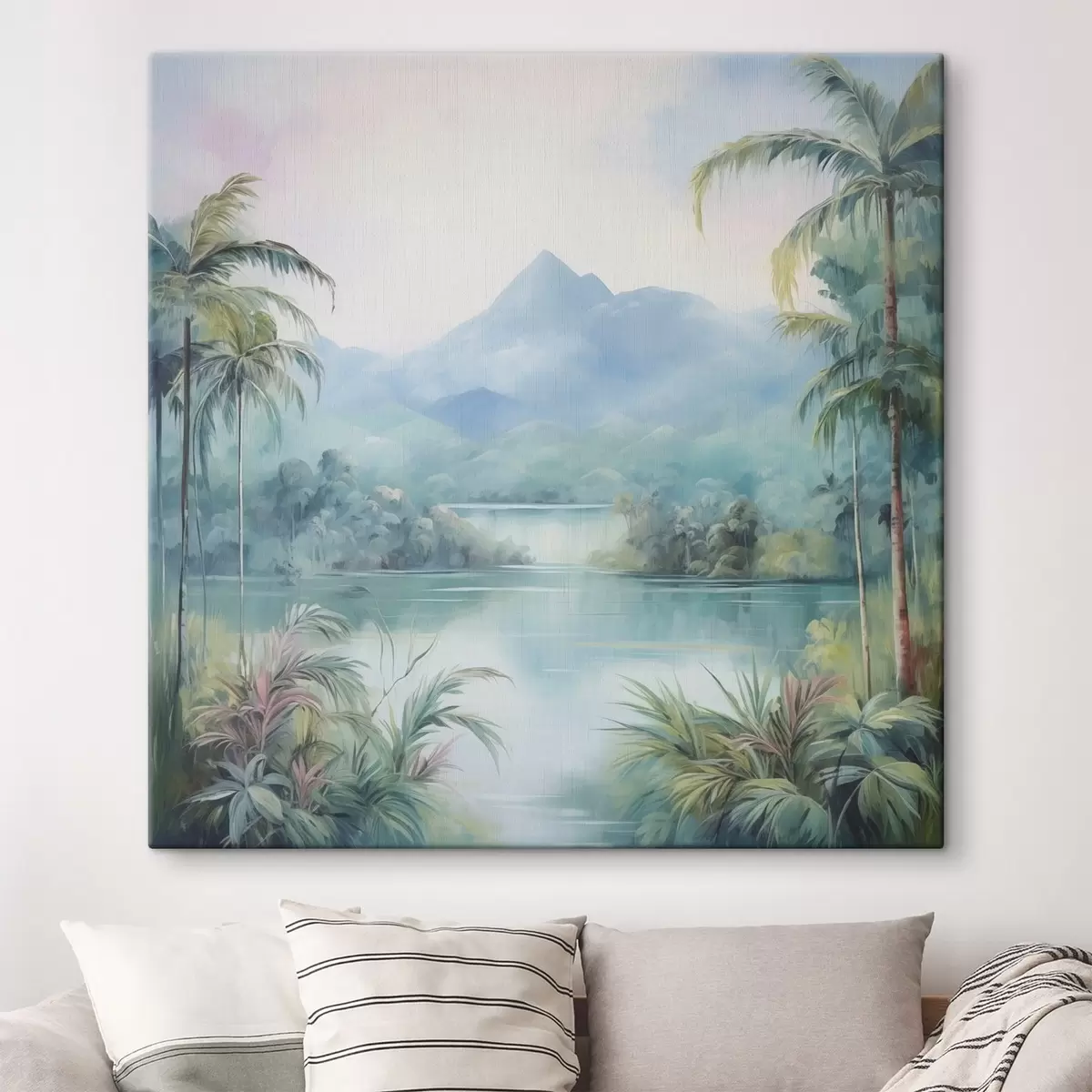 Tableau Rivière dans la jungle devant la montagne s45912