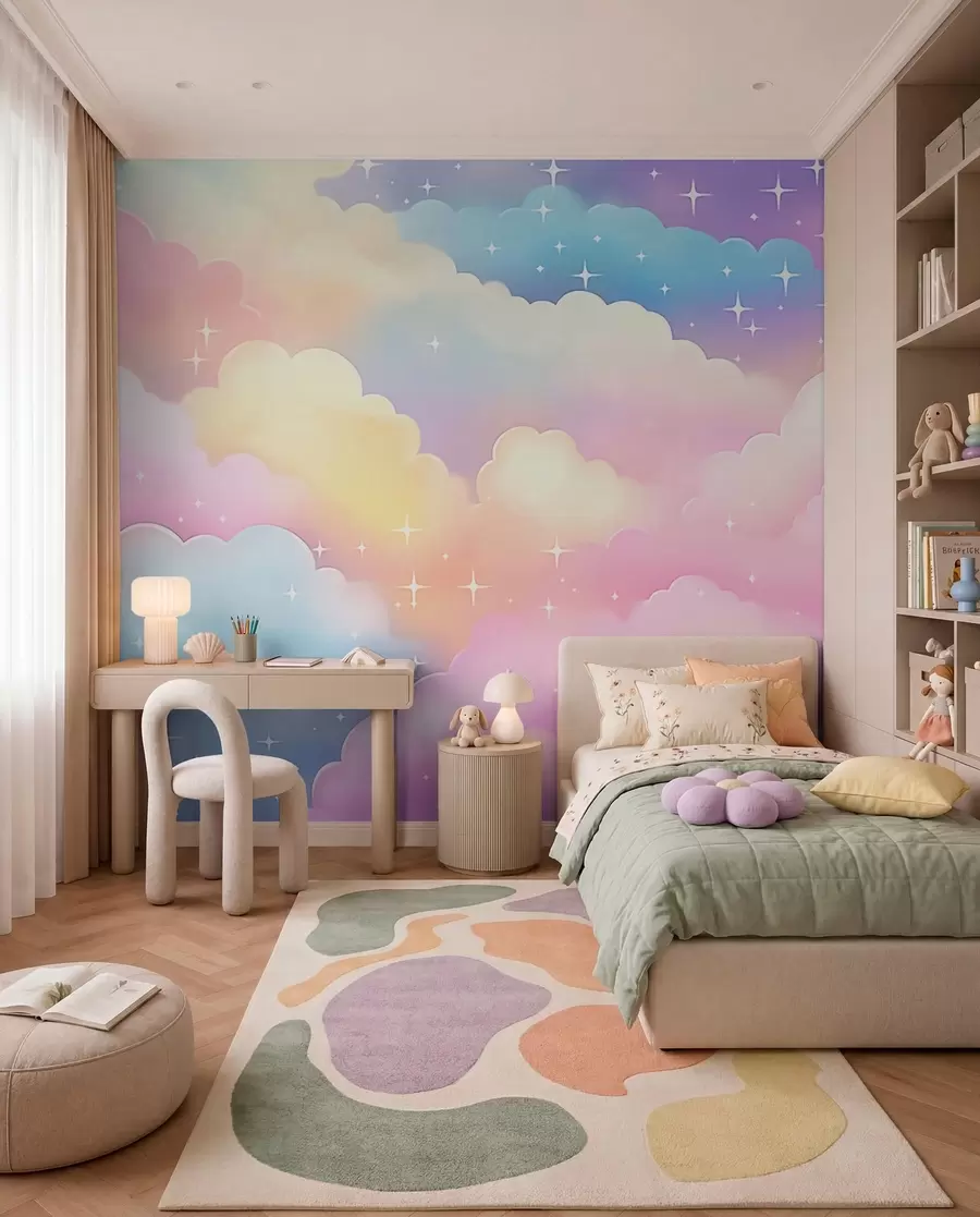 Papier peint Nuages avec étoiles w04585