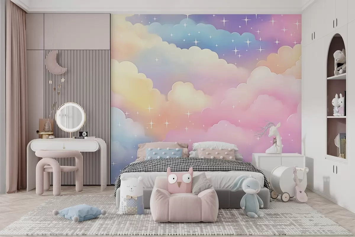 Papier peint Nuages avec étoiles w04585
