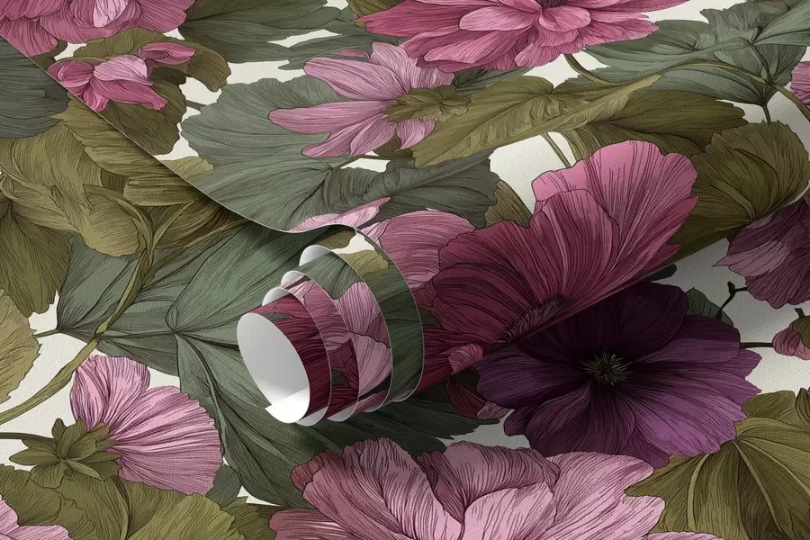 Papier peint Fleurs roses a00541