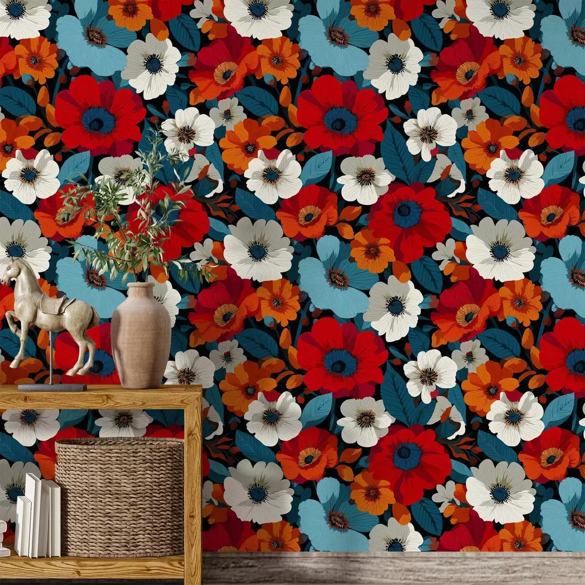 Papier peint Fleurs multicolores a00542