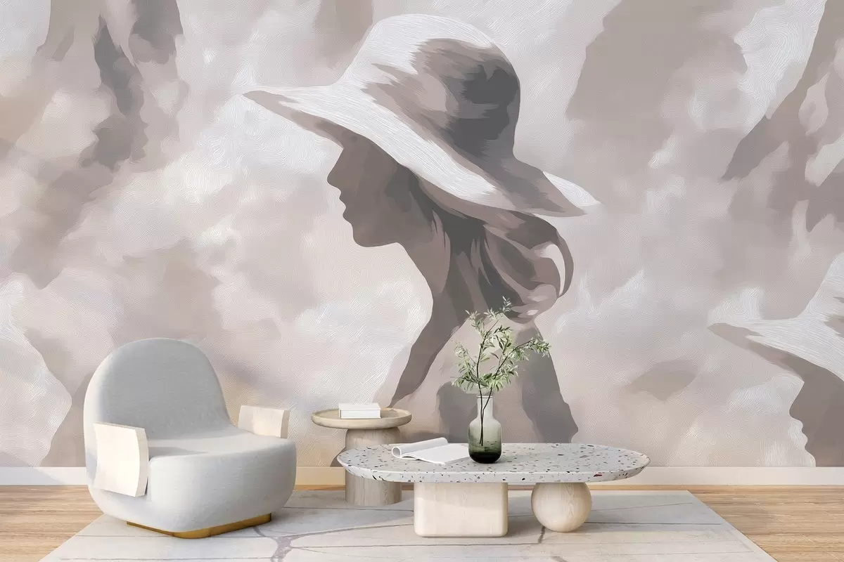 Papier peint Fille au chapeau w04561