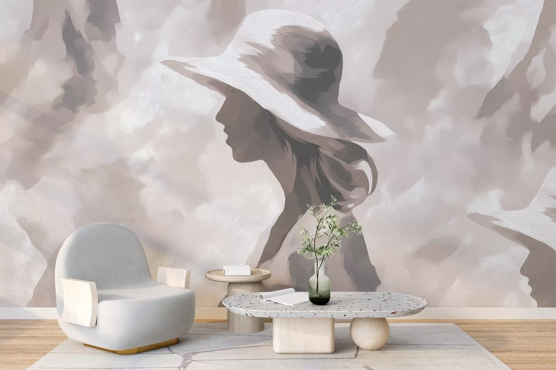 Papier peint Fille au chapeau w04561