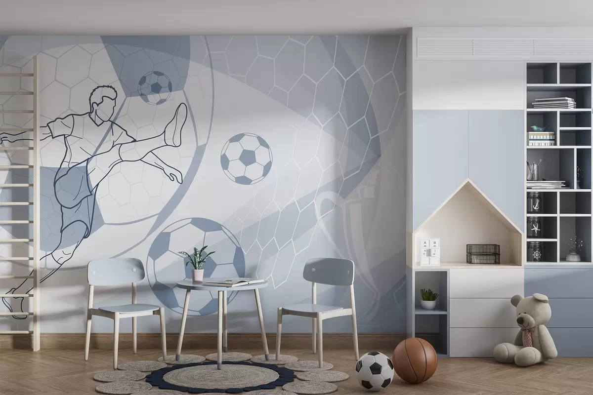 Papier peint Joueur de football et ballons w04601