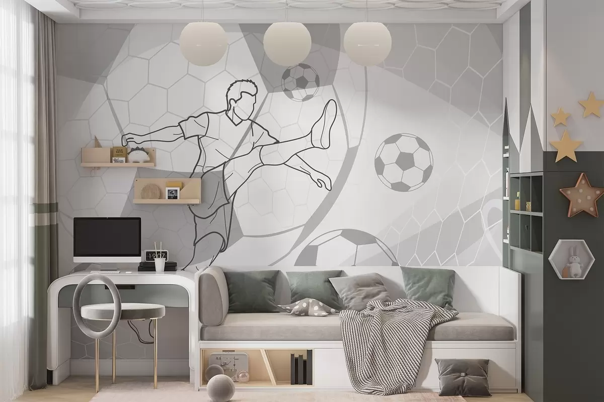 Papier peint Joueur de football et ballons w04601v1