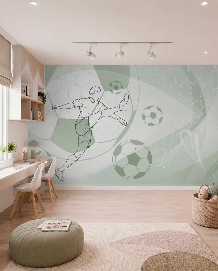 Papier peint Dessin de football vert w04601v2