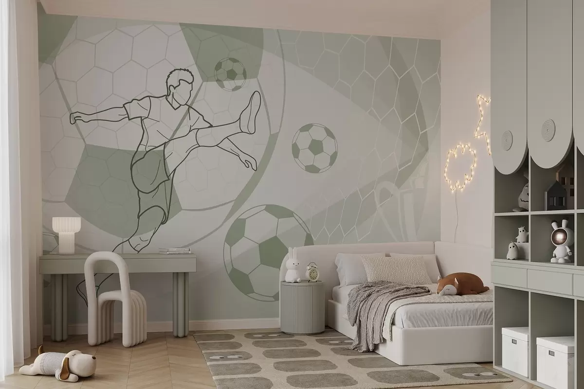 Papier peint Joueur de football et ballons w04601v2
