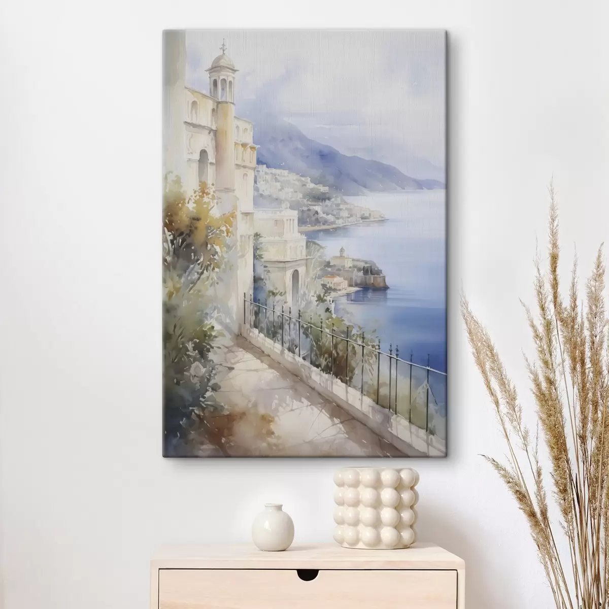 Tableau Baie près de la ville imitation aquarelle s45979
