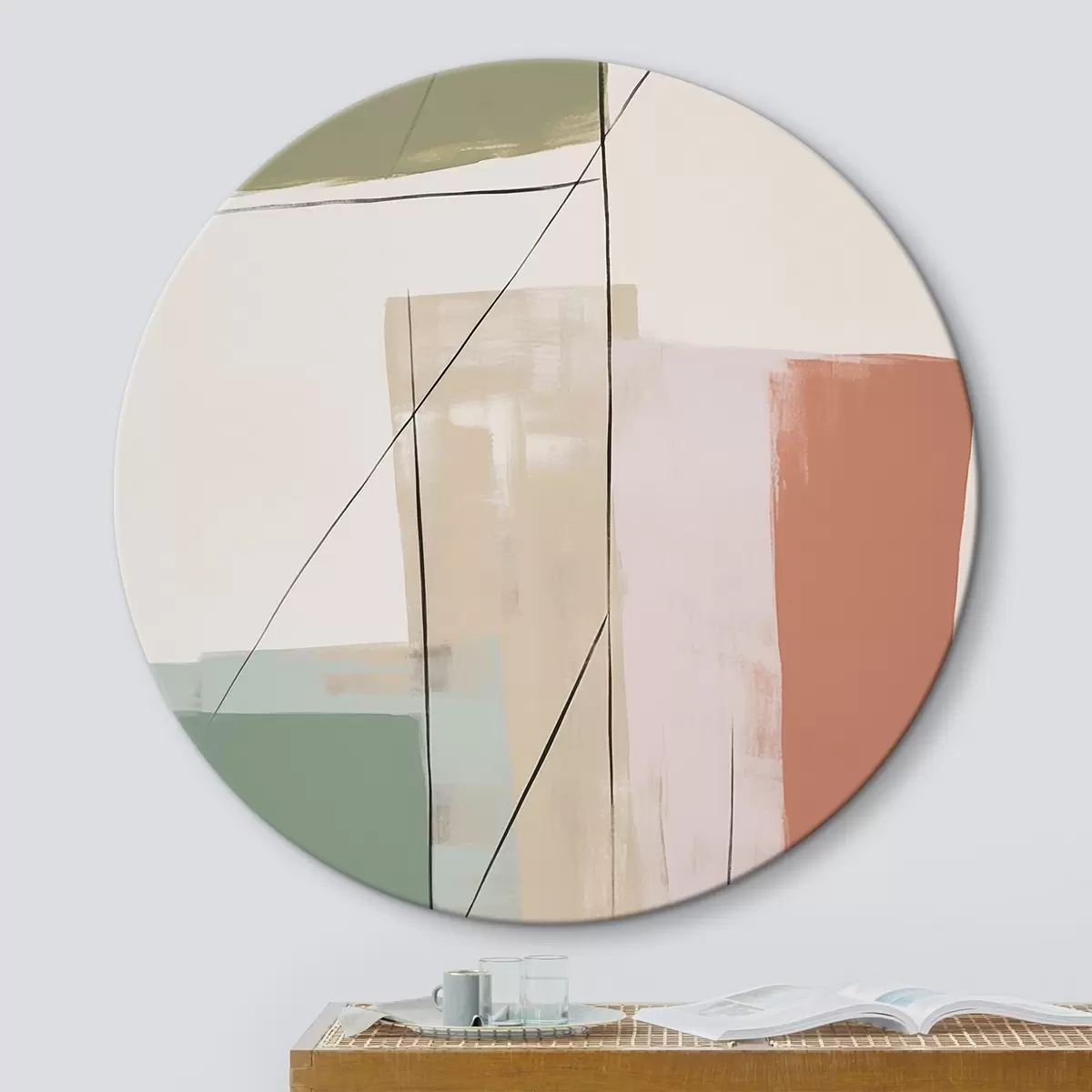 Tableaux rondes Abstraction avec imitation d'abrasions r45974