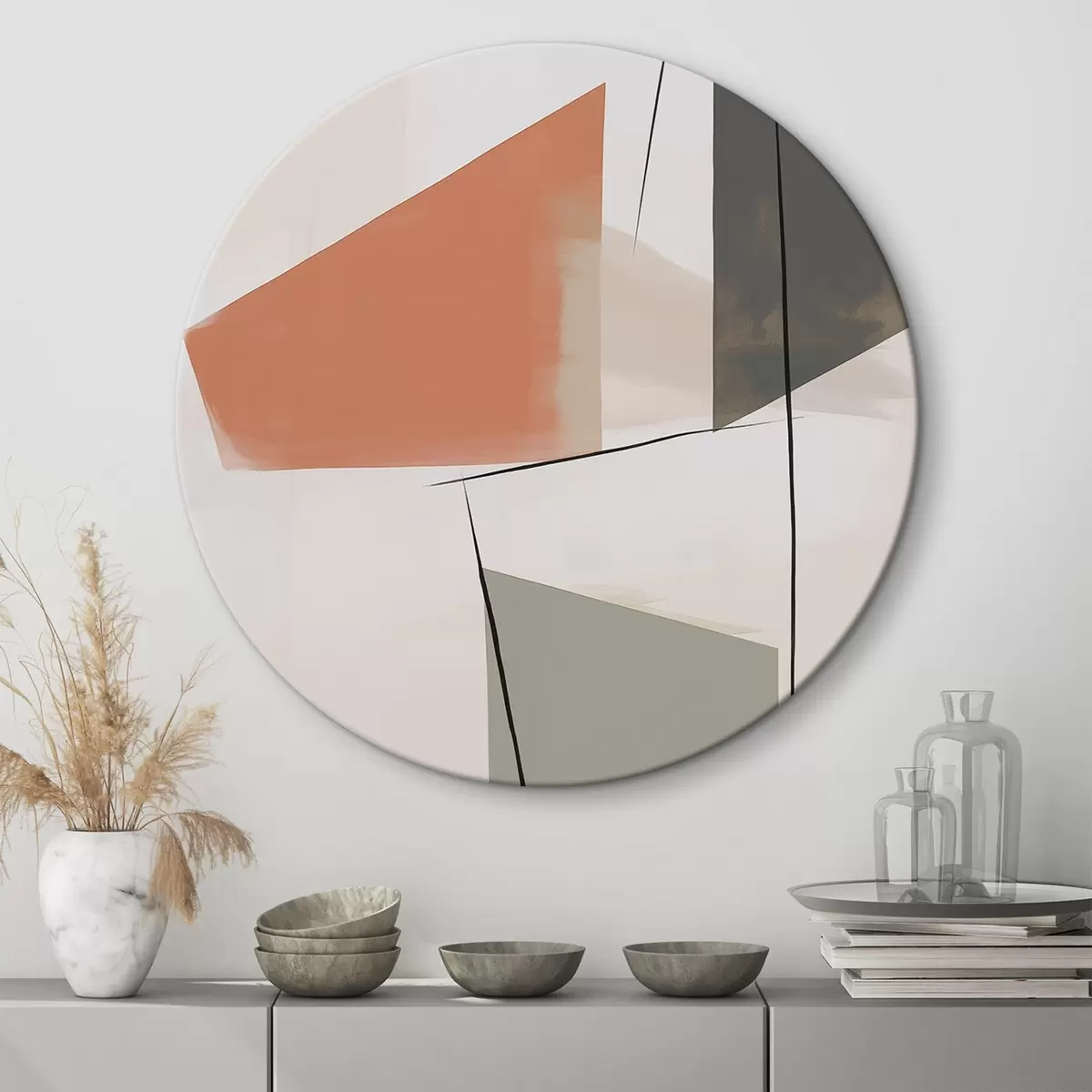 Tableaux rondes Abstraction géométrique r45975