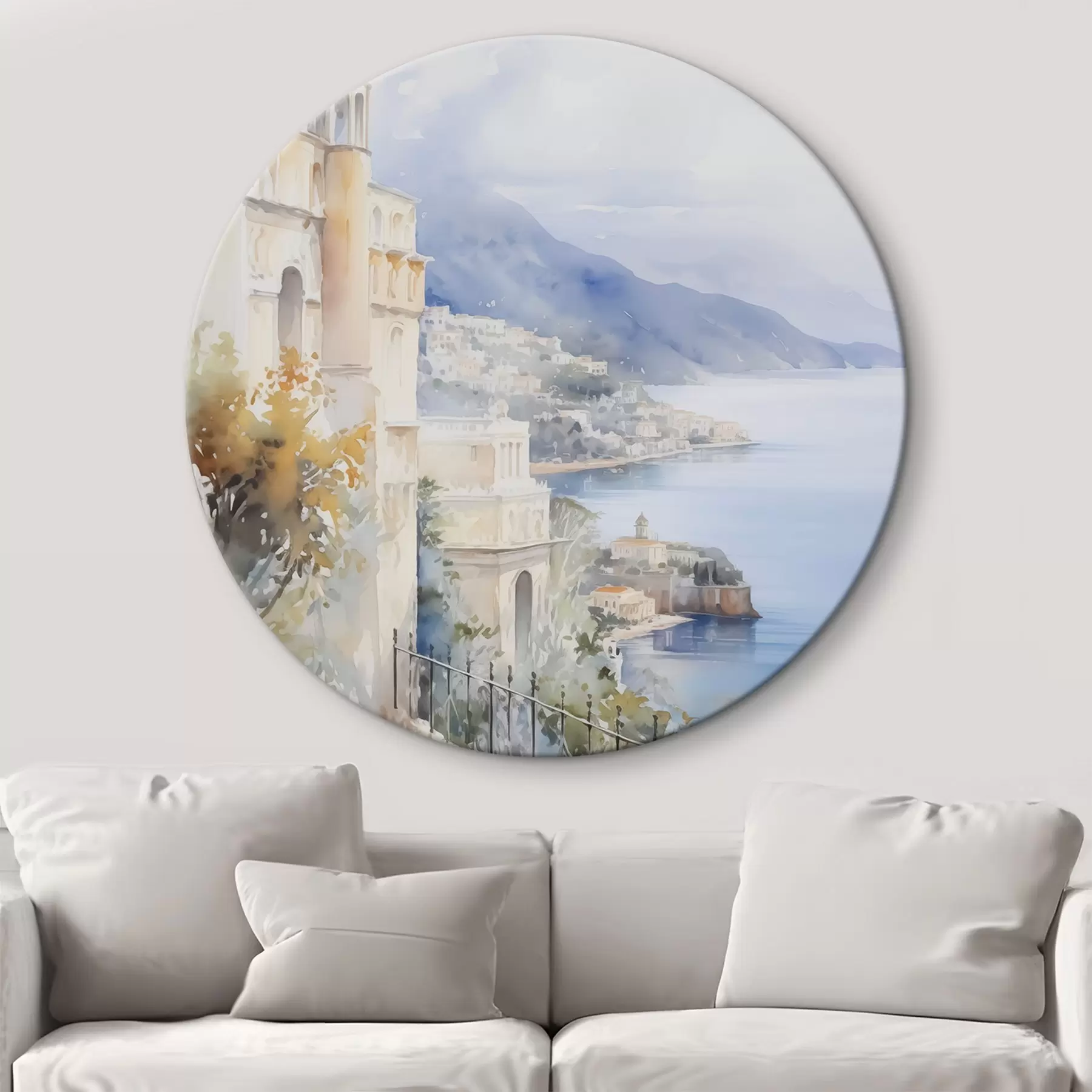 Tableau Baie près de la ville imitation aquarelle r45979