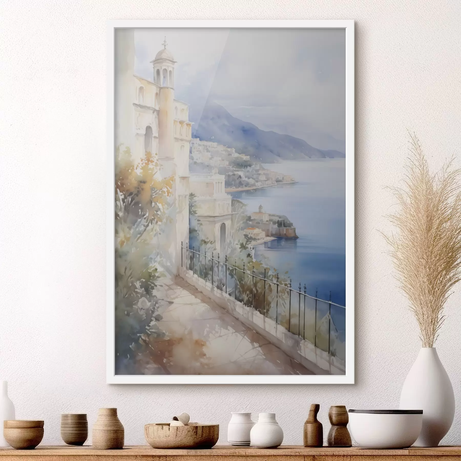 Papier peint Baie près de la ville imitation aquarelle f45979