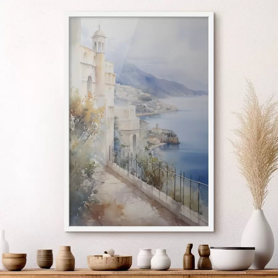 Papier peint Baie près de la ville imitation aquarelle f45979