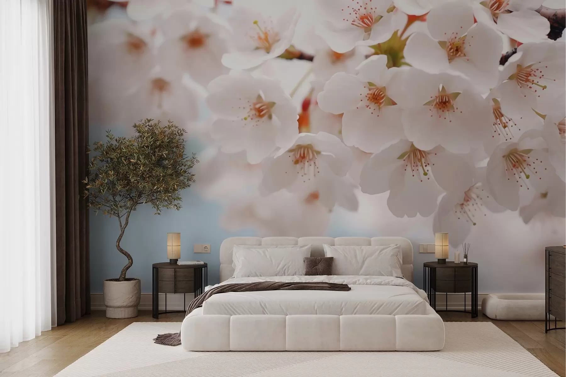Papier peint Délicates fleurs de cerisier dans un style artistique w04160
