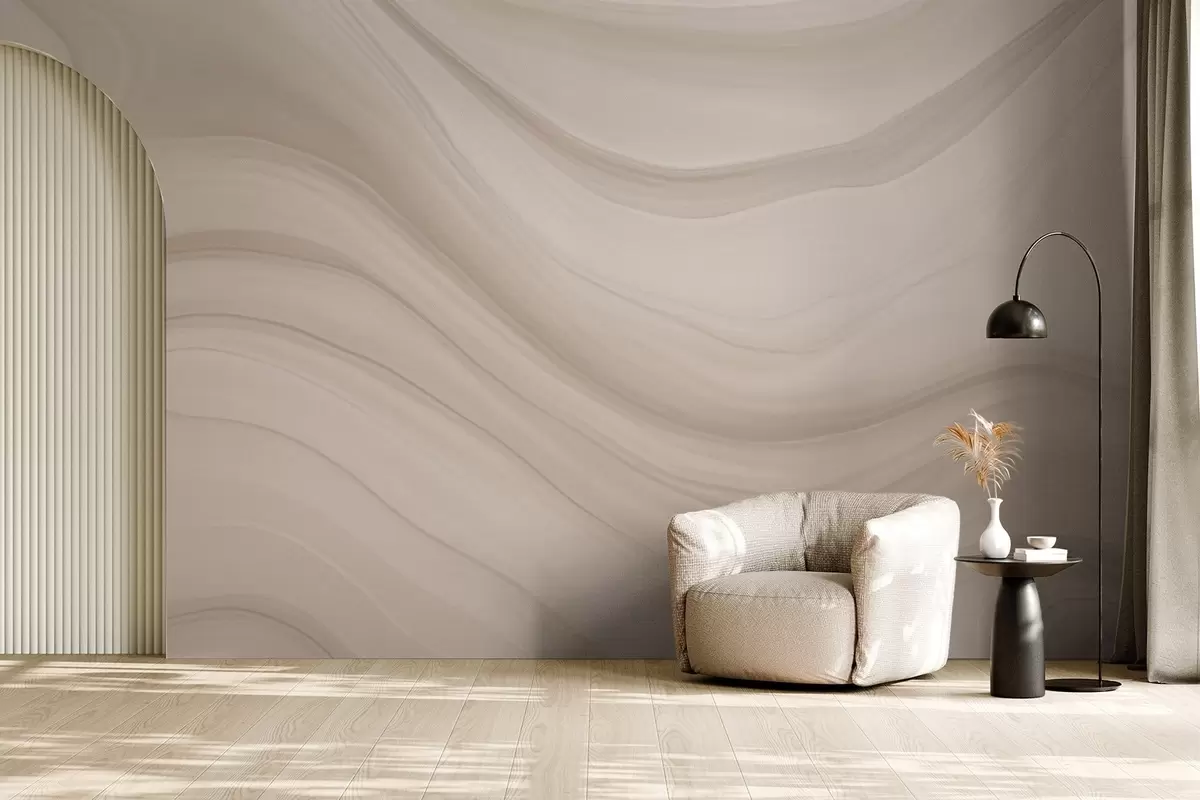 Papier peint Abstraction beige clair avec des vagues douces w04257