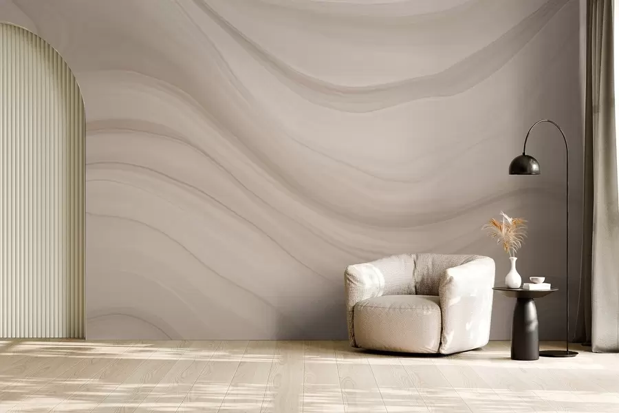 Papier peint Abstraction beige clair avec des vagues douces w04257