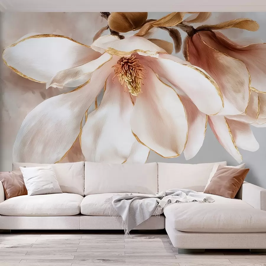 Papier peint Magnolia en fleurs aux tons pastel w09387