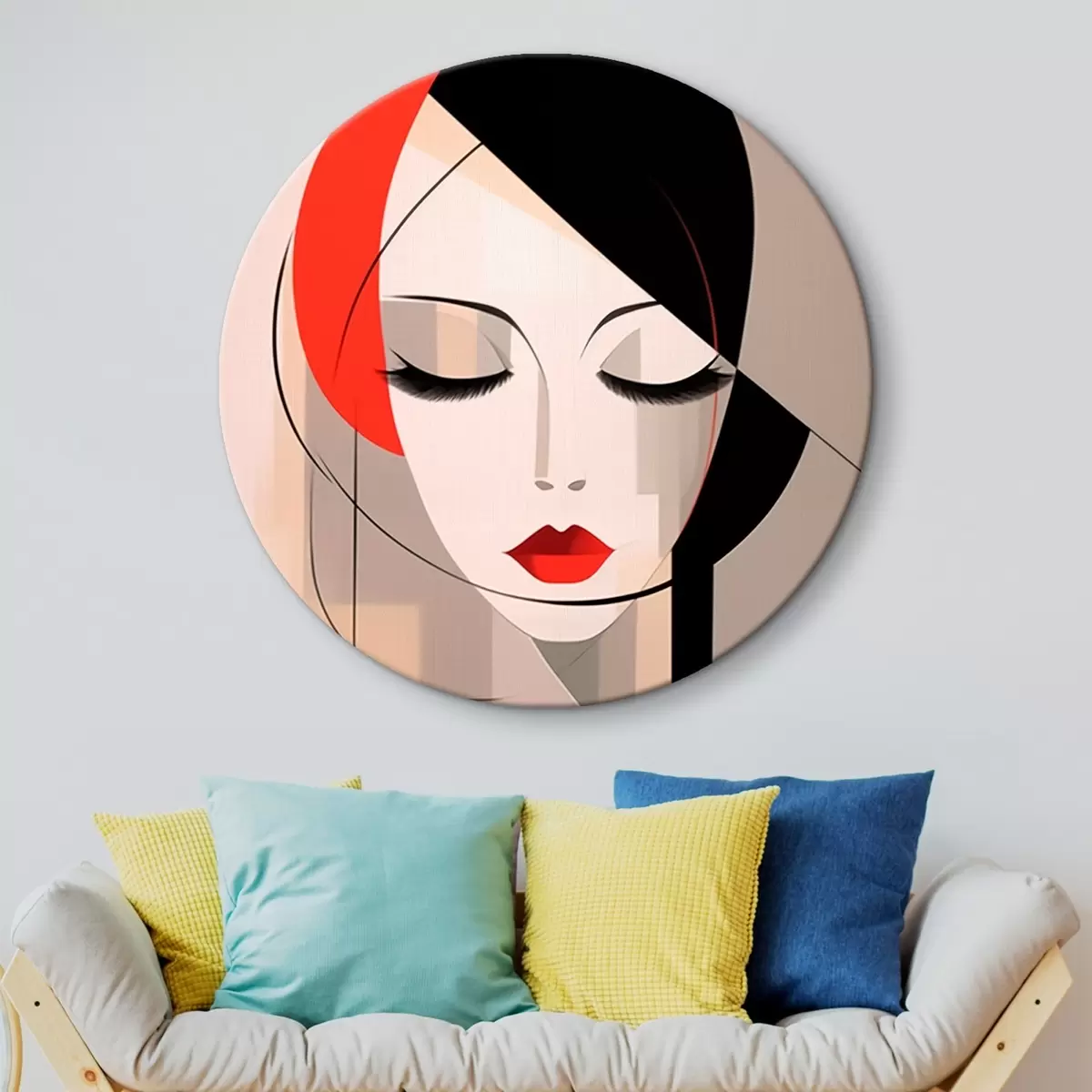 Tableaux rondes Portrait féminin abstrait r45965