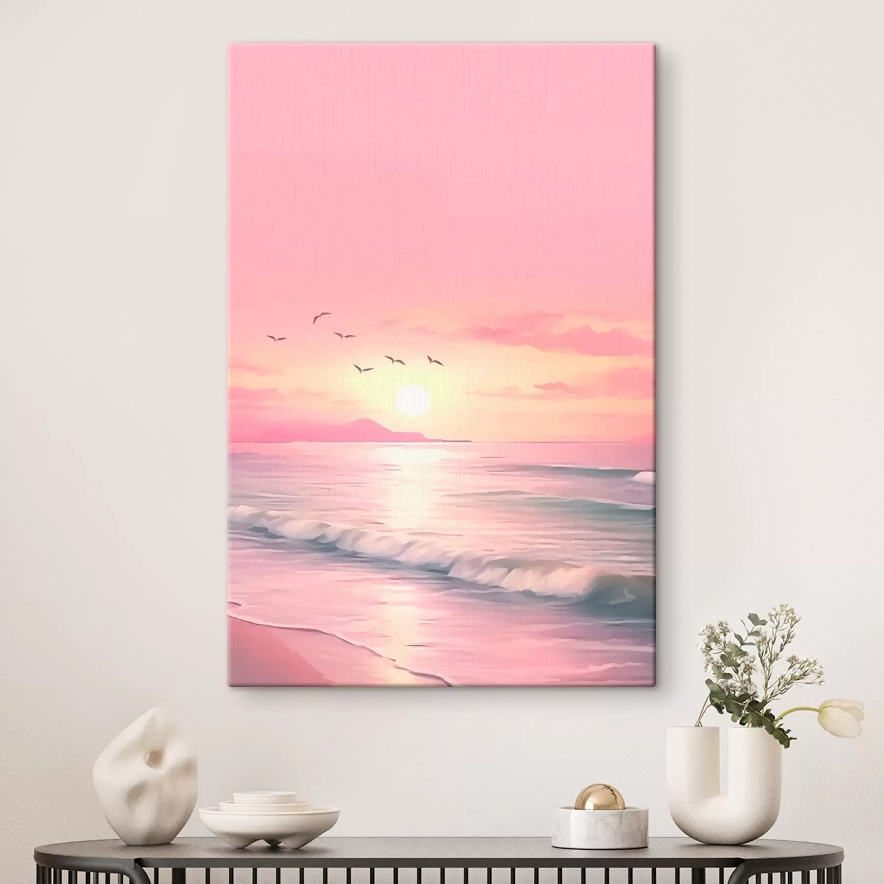 Papier peint Coucher de soleil rose sur la mer s45955