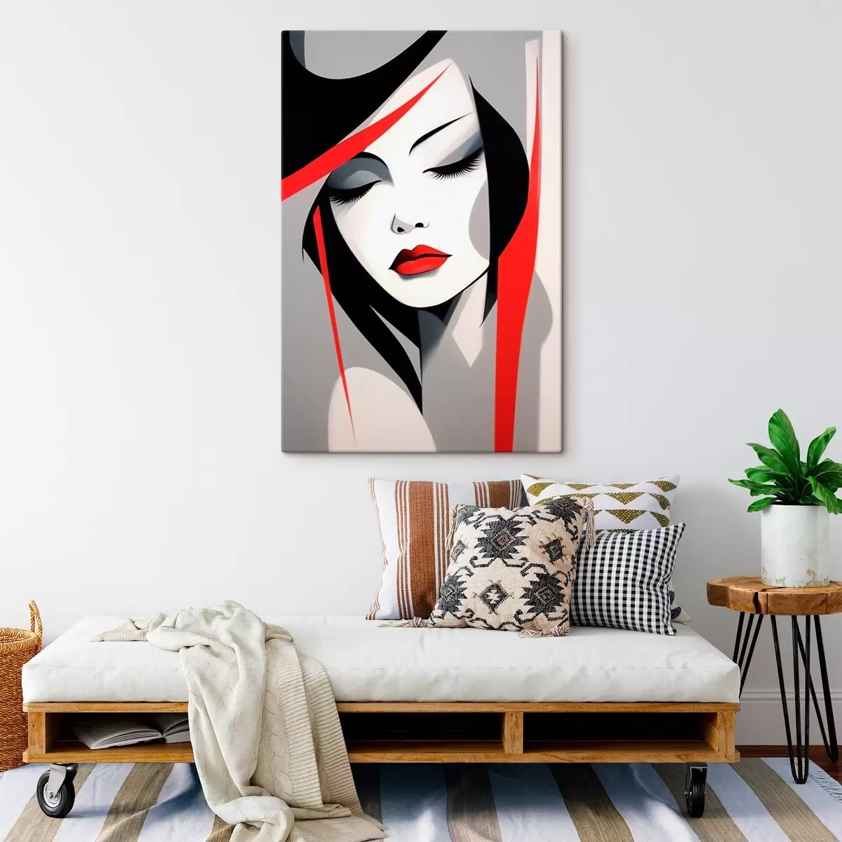 Tableau Portrait féminin abstrait s45964