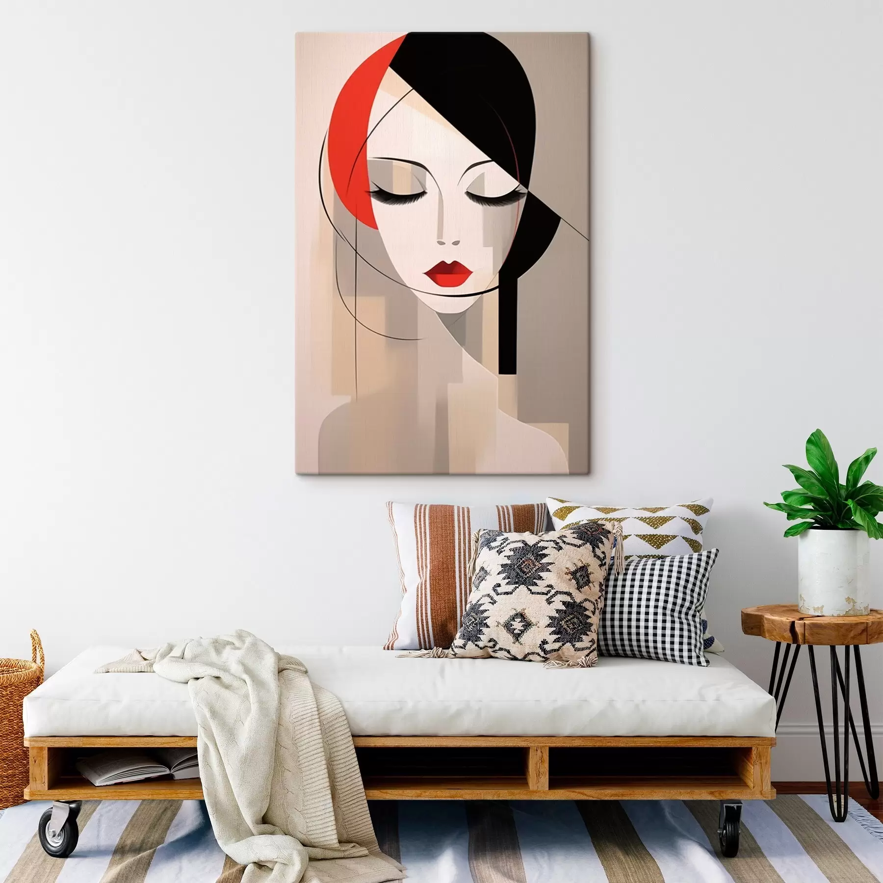 Tableau Portrait féminin abstrait s45965