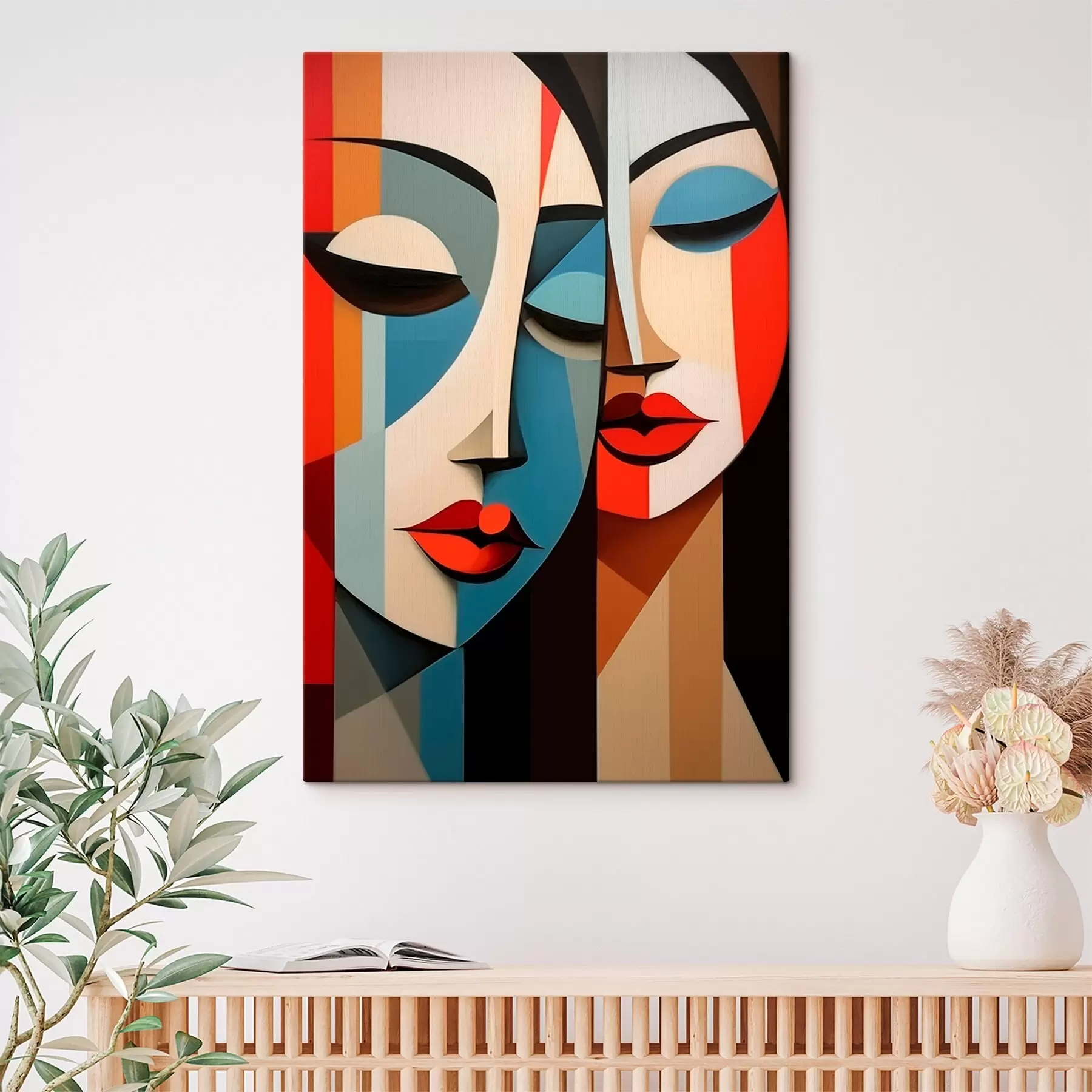 Tableau Portrait géométrique féminin s45966