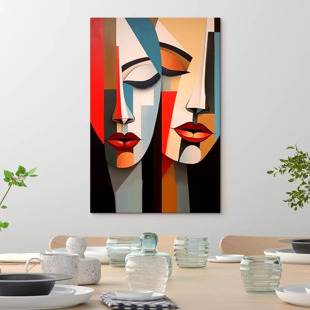 Tableau Visages féminins abstraits s45967