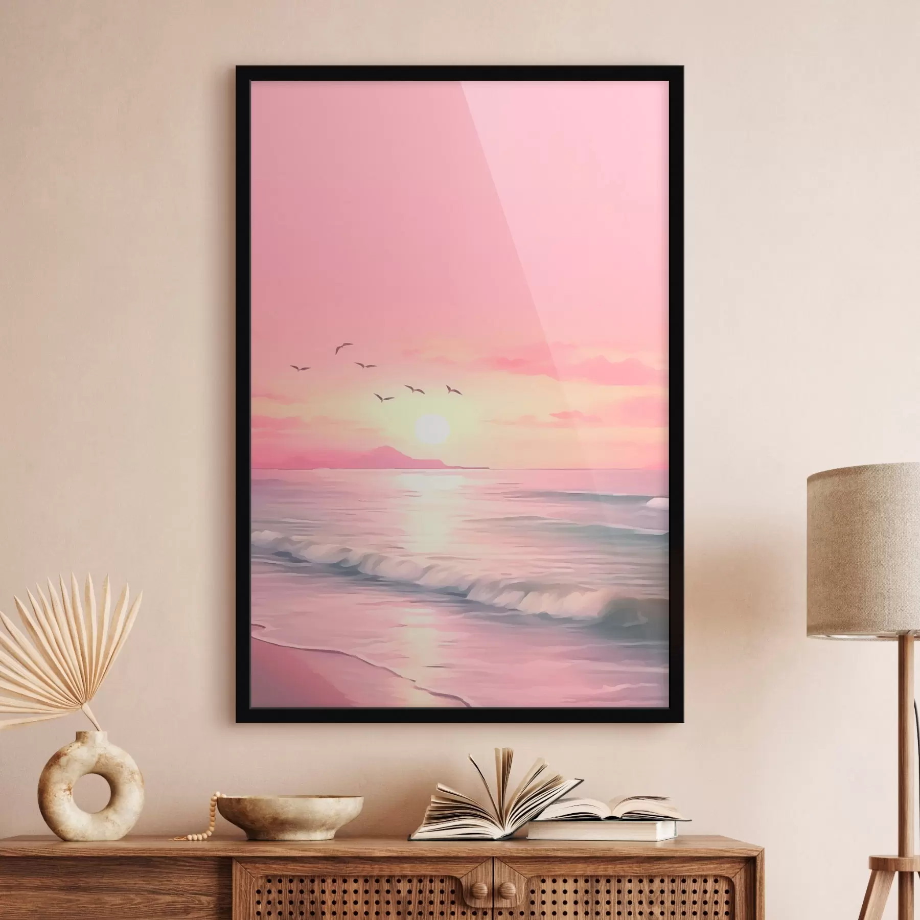 Papier peint Coucher de soleil rose sur la mer f45955