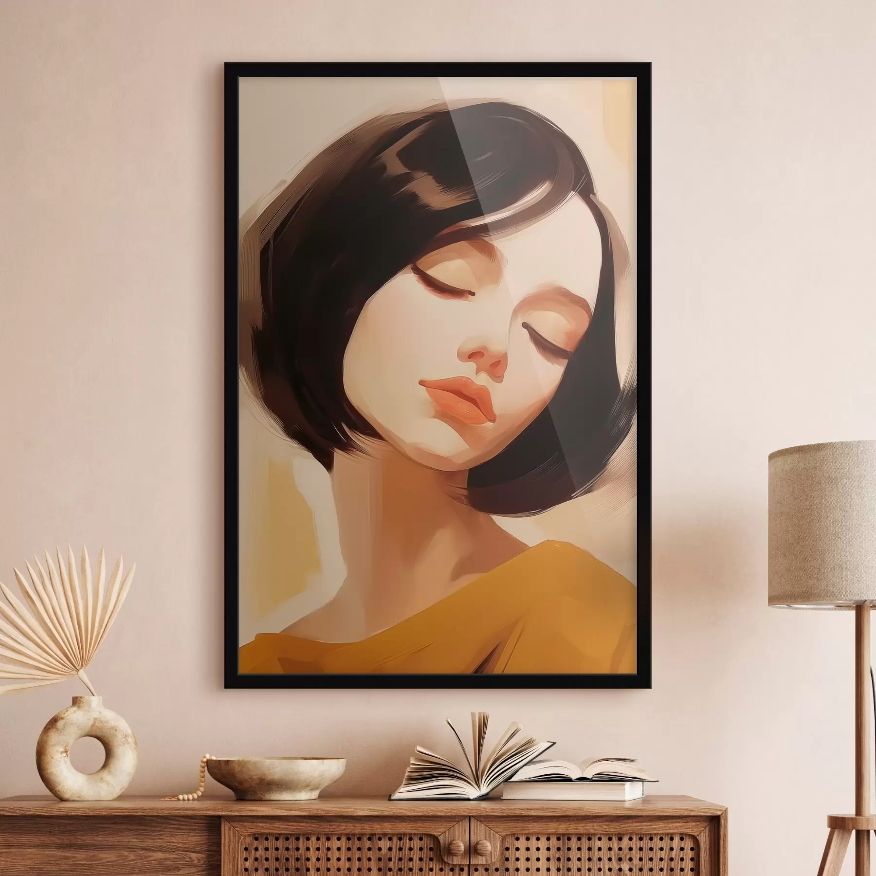 Papier peint Femme aux cheveux courts noirs f45960