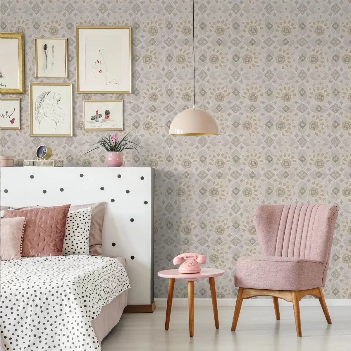 Papier peint Motif géométrique en mosaïque dans des tons beiges chauds a00606