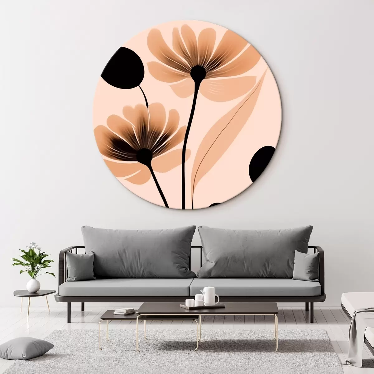 Tableaux rondes Fleurs abstraites r45963