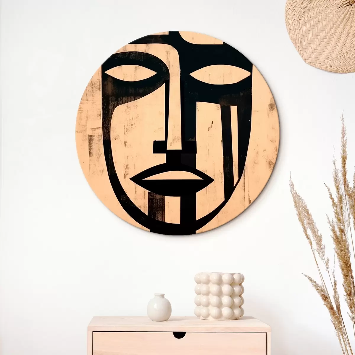 Tableaux rondes Visage abstrait géométrique r45970
