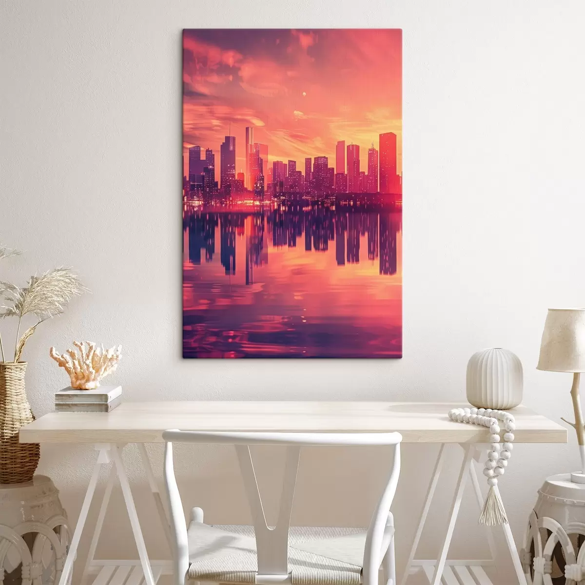 Tableau Ville au coucher du soleil s45658