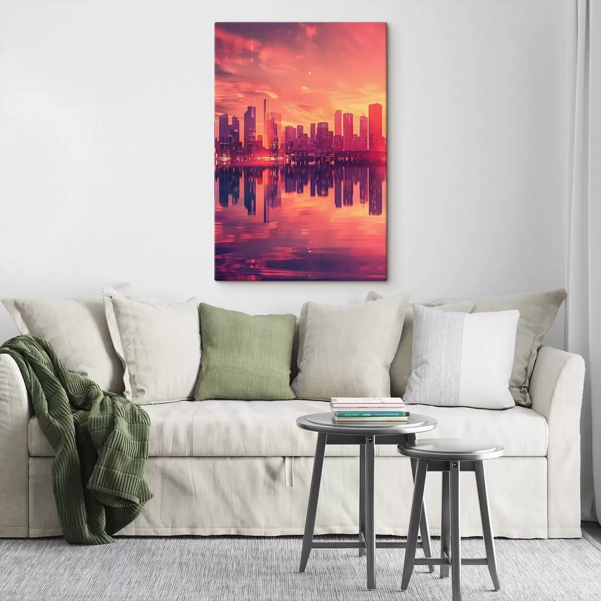 Tableau Ville au coucher du soleil s45658