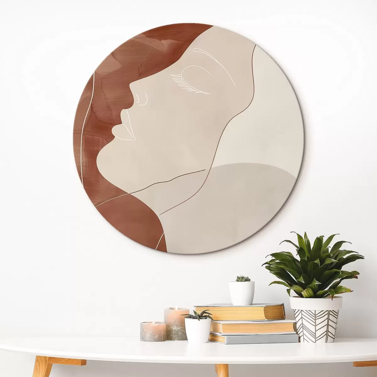 Tableaux rondes Abstraction, silhouette d'une fille r45656