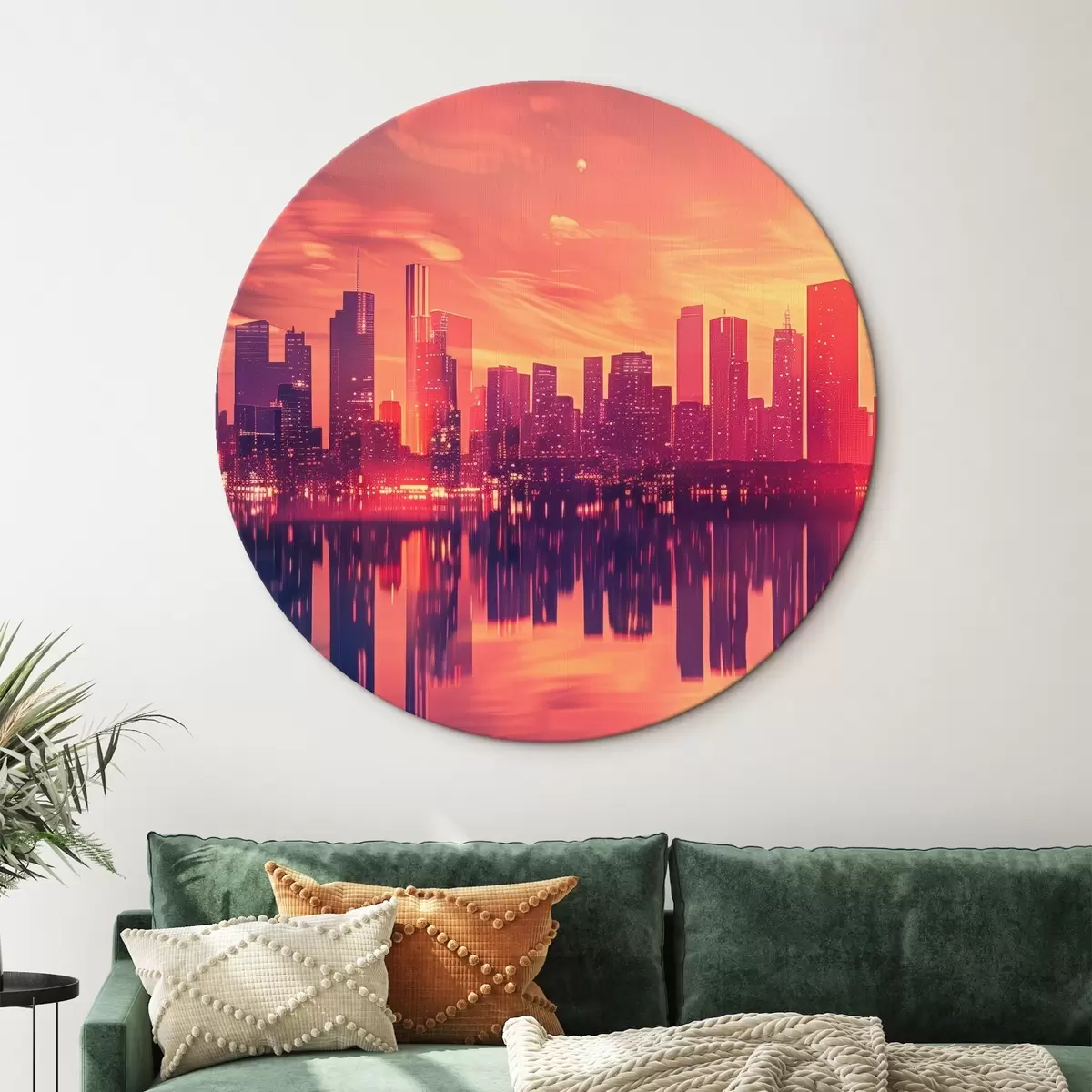 Tableaux rondes Ville au coucher du soleil r45658