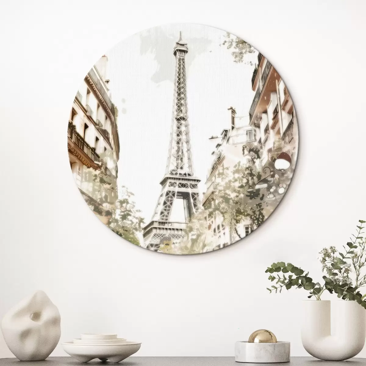 Tableaux rondes Image de Paris, imitation de peinture r45668