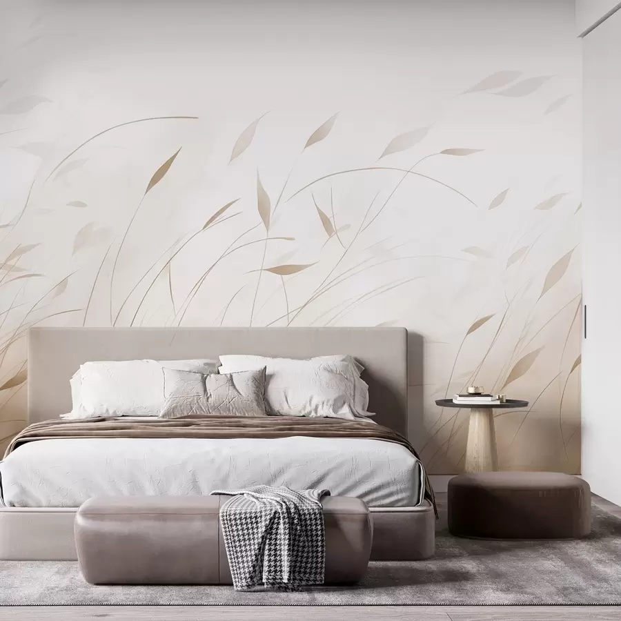 Papier peint Herbe dans le vent, style aquarelle, dans des tons beiges w09331v1