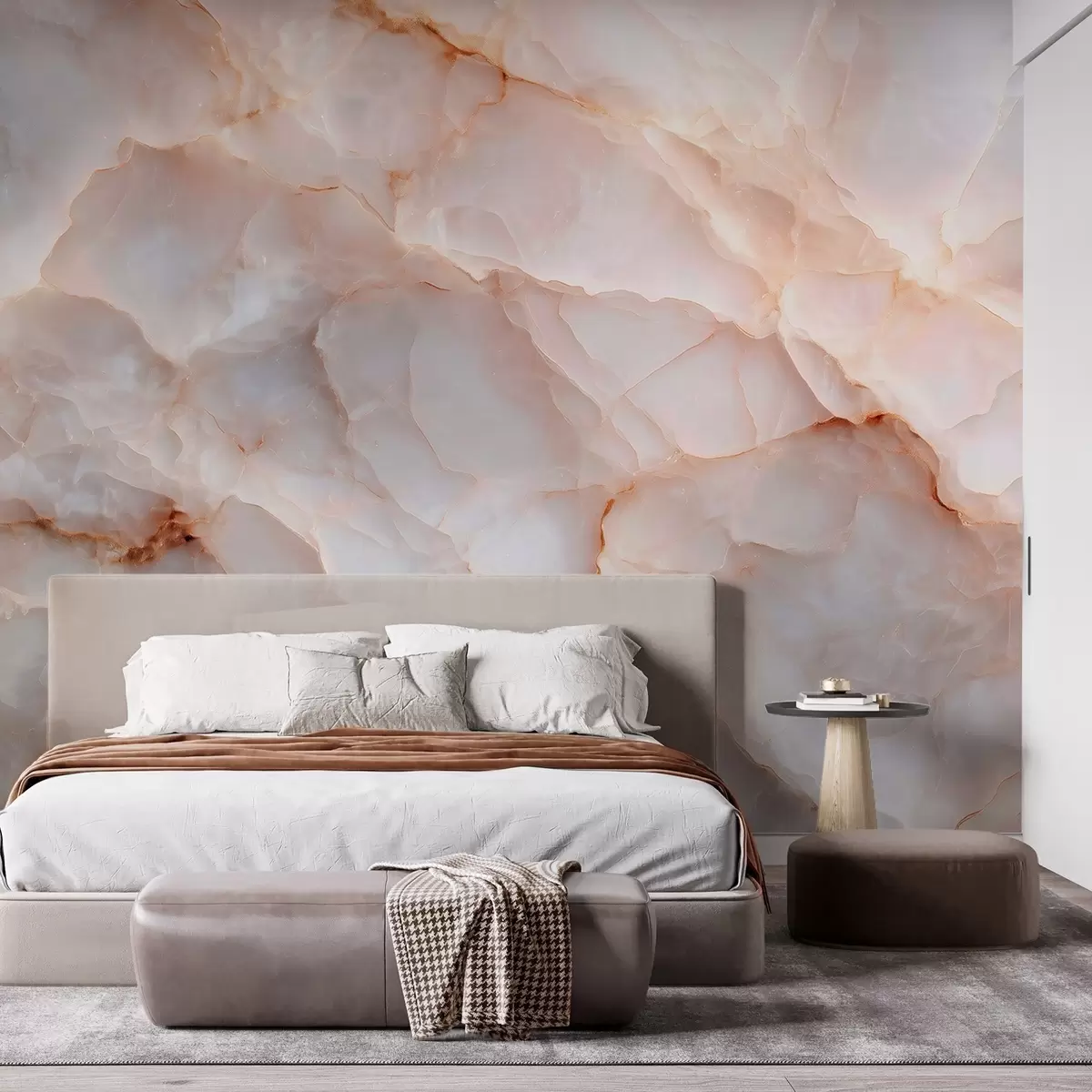 Papier peint Imitation luxueuse du marbre dans des tons beige-gris avec un effet chatoyant w09412