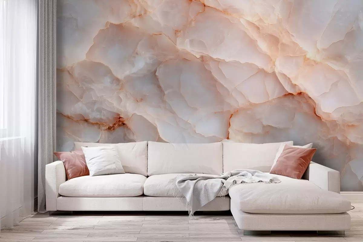 Papier peint Imitation luxueuse du marbre dans des tons beige-gris avec un effet chatoyant w09412