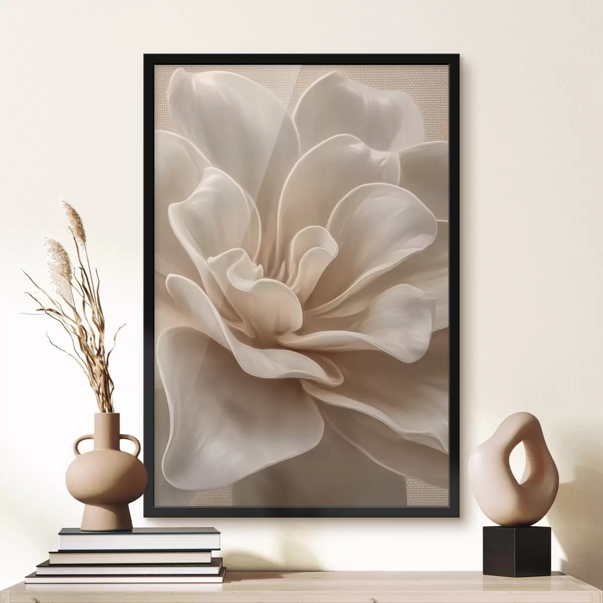 Poster Grande fleur crème, pétales doux macro f45874