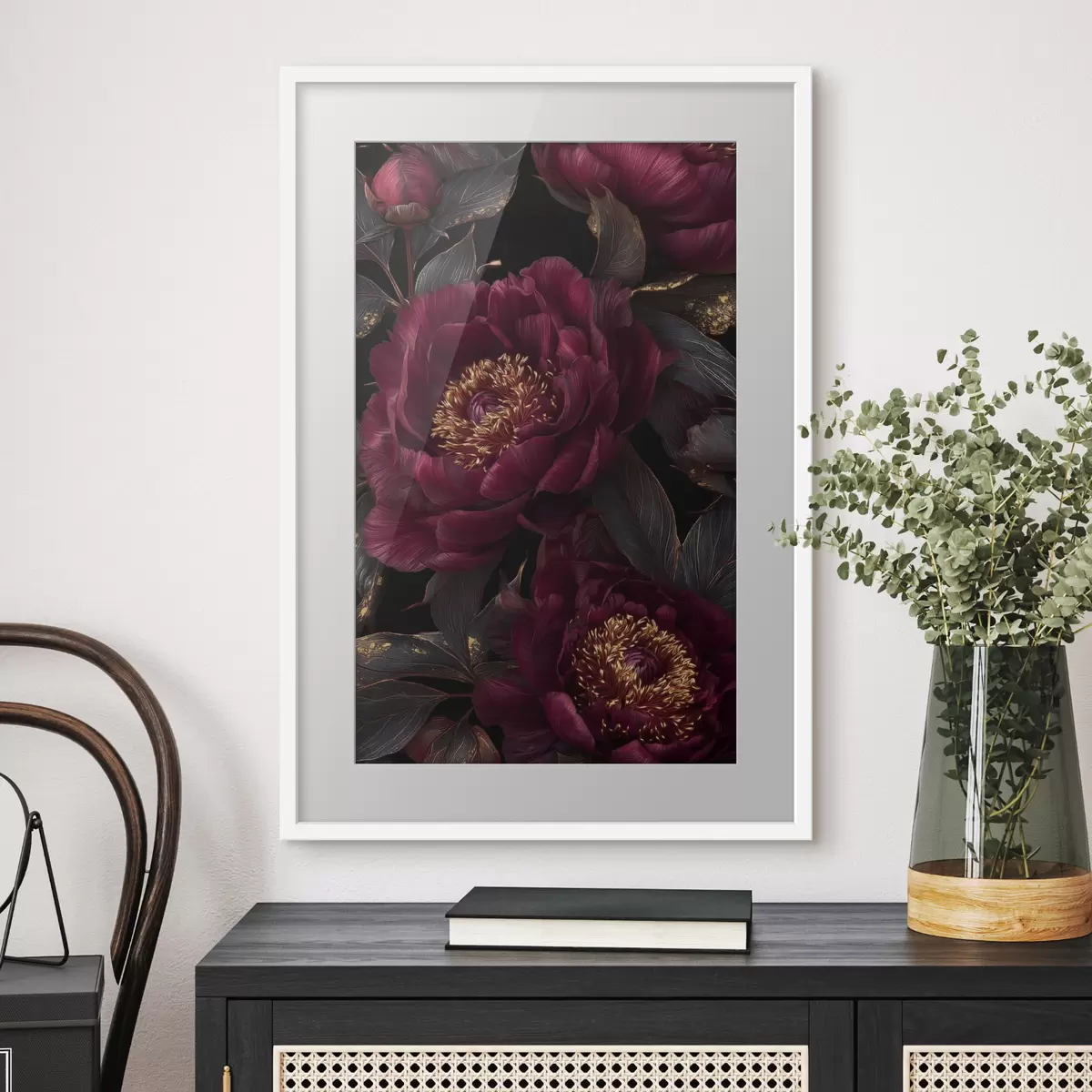 Poster Pivoines bordeaux dans l’ombre f45877