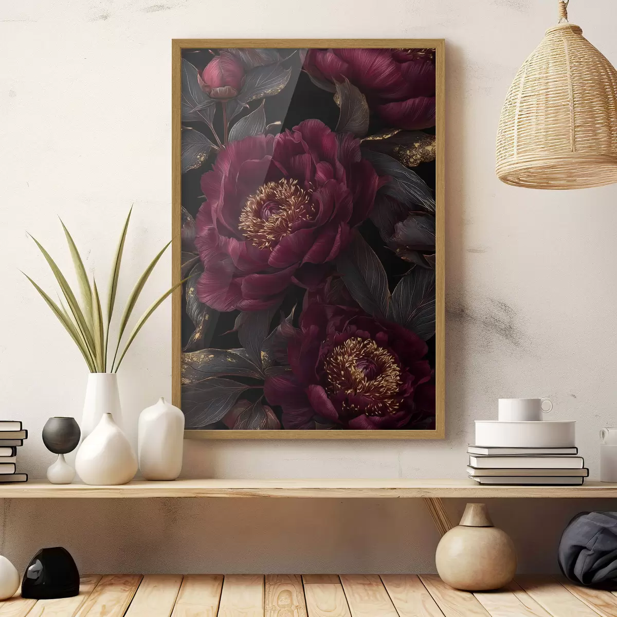 Poster Pivoines bordeaux dans l’ombre f45877