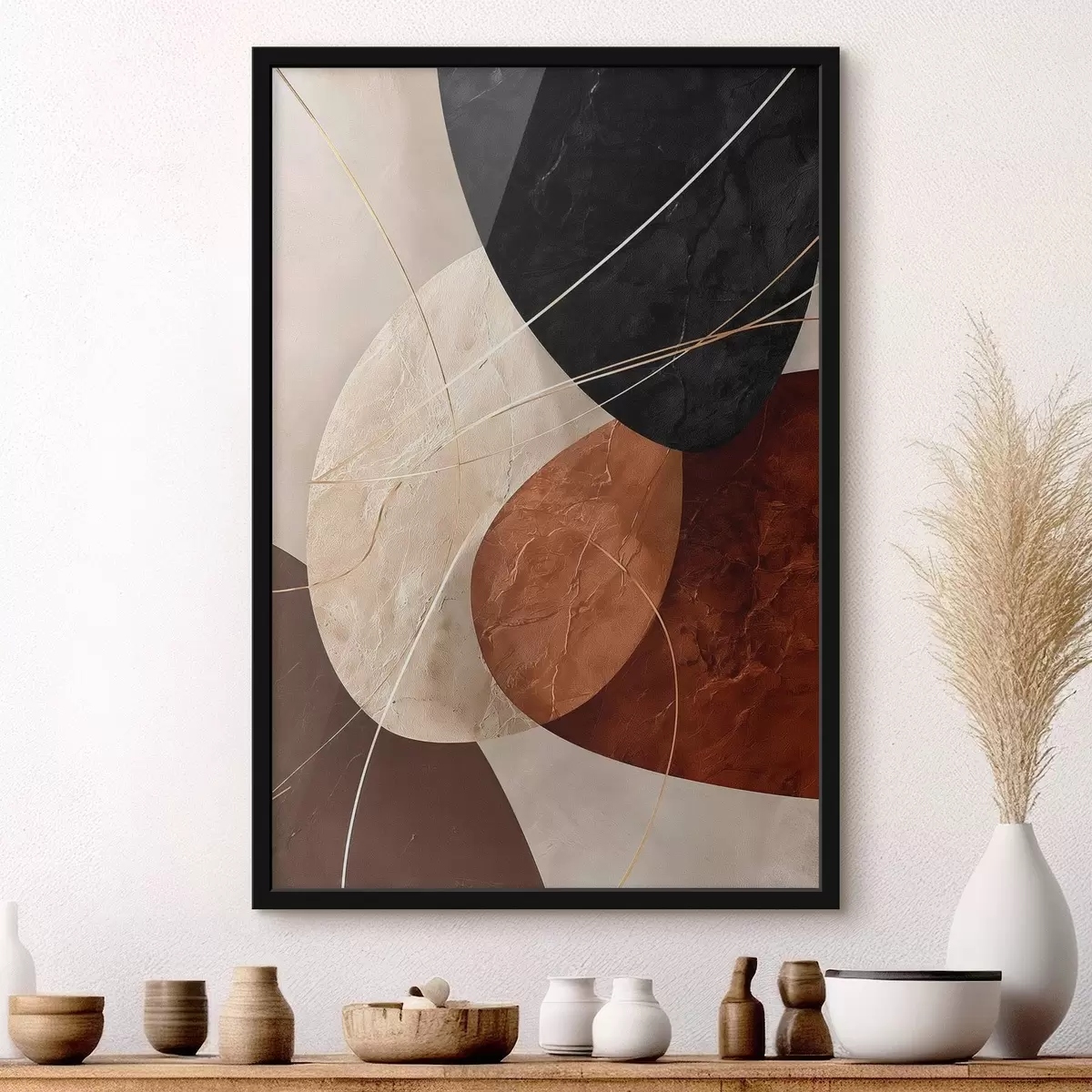 Poster Ovales géométriques dans une palette beige-caramel f45878