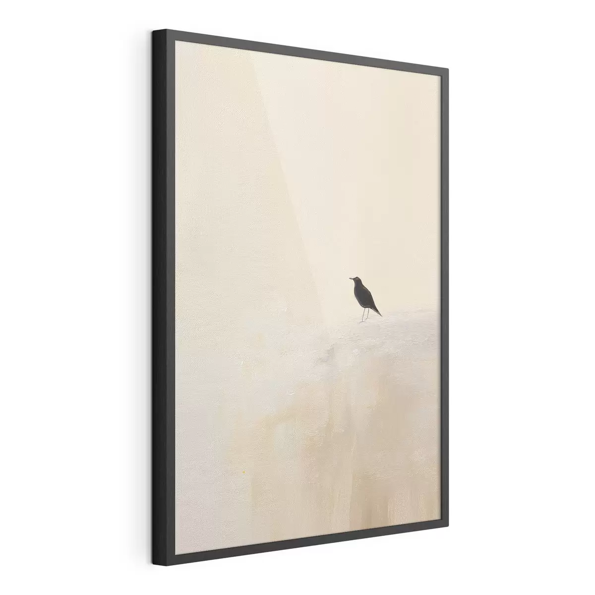Poster Oiseau solitaire sur fond beige chaud f45882